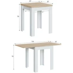 Tavolo Allungabile, Tavolo Da Pranzo Pieghevole Apertura A Libro, Tavolo Ausiliario Richiudibile, Cm 67x67/135h79, Bianco E Rovere 9 Tavolo Allungabile, Tavolo Da Pranzo Pieghevole Apertura A Libro, Tavolo Ausiliario Richiudibile, Cm 67x67/135h79, Bianco E Rovere -Vendite HOMCOM || VIDAXL || Songmics 58337801 3
