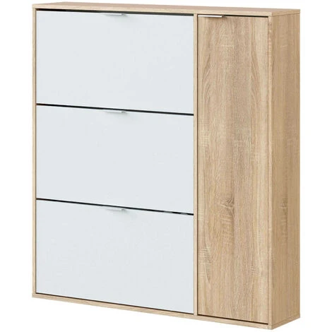 Scarpiera, Armadio Portascarpe A 4 Ante, Mobile Basso Multiuso Con 5 Ripiani, Scarpiera Moderna, Cm 106x22h115, Rovere E Bianco 3 Scarpiera, Armadio Portascarpe A 4 Ante, Mobile Basso Multiuso Con 5 Ripiani, Scarpiera Moderna, Cm 106x22h115, Rovere E Bianco