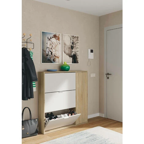Scarpiera, Armadio Portascarpe A 4 Ante, Mobile Basso Multiuso Con 5 Ripiani, Scarpiera Moderna, Cm 106x22h115, Rovere E Bianco 6 Scarpiera, Armadio Portascarpe A 4 Ante, Mobile Basso Multiuso Con 5 Ripiani, Scarpiera Moderna, Cm 106x22h115, Rovere E Bianco - immagine 4