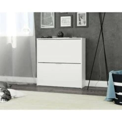 Scarpiera, Armadio Portascarpe A 2 Ante A Ribalta, Scarpiera Bassa Da Ingresso, Mobile Basso, Cm 75x22h76, Bianco -Vendite HOMCOM || VIDAXL || Songmics 58748666 2