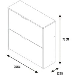 Scarpiera, Armadio Portascarpe A 2 Ante A Ribalta, Scarpiera Bassa Da Ingresso, Mobile Basso, Cm 75x22h76, Bianco -Vendite HOMCOM || VIDAXL || Songmics 58748666 3
