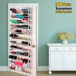 Scarpiera Salvaspazio Dietro Porta Muro Parete 12 Ripiani Slim Modulabile 183 Cm -Vendite HOMCOM || VIDAXL || Songmics 5875502 4