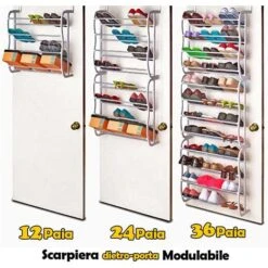 Scarpiera Salvaspazio Dietro Porta Muro Parete 12 Ripiani Slim Modulabile 183 Cm -Vendite HOMCOM || VIDAXL || Songmics 5875502 5