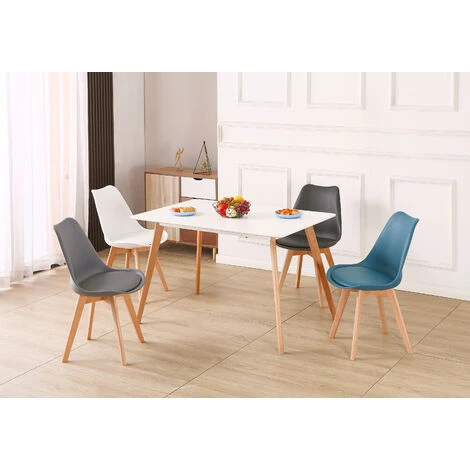 HOBAG Set Di 4 Sedie - Colori Assortiti - Bianco , Grigio , Blu Tè, Nero - Scandinave - Gambe In Legno 4 HOBAG Set Di 4 Sedie - Colori Assortiti - Bianco , Grigio , Blu Tè, Nero - Scandinave - Gambe In Legno - immagine 2