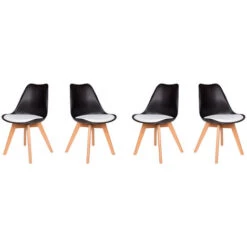 HOBAG Set Di Quattro Sedie Scandinave VLSY Bianco/Nero