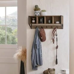 SoBuy Appendiabiti A Parete Gancio Da Parete Mensola Pensile Mobile Da Bagno Con 4 Scomparti E 5 Ganci Vintage 73x16x28 Cm FHK25-N 11 SoBuy Appendiabiti A Parete Gancio Da Parete Mensola Pensile Mobile Da Bagno Con 4 Scomparti E 5 Ganci Vintage 73x16x28 Cm FHK25-N -Vendite HOMCOM || VIDAXL || Songmics 60490728 5