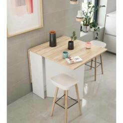 Tavolo Allungabile, Tavolo Da Pranzo Pieghevole Con Piano Abbattibile, Tavolo Ausiliario Richiudibile, Cm 31x77h78, Bianco E Rovere -Vendite HOMCOM || VIDAXL || Songmics 61226740 5