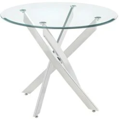 Tavolo Da Pranzo 4 Posti In Vetro Temperato E Metallo Cromato - COSIMA -Vendite HOMCOM || VIDAXL || Songmics 61557960 3