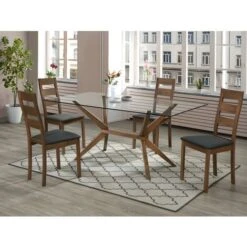 Tavolo Da Pranzo 6 Coperti Vetro Temperato E Faggio - BELINDA -Vendite HOMCOM || VIDAXL || Songmics 63142549 3