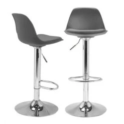 Lotto Di 2 Sgabelli Da Bar KARL Design Grigio -Vendite HOMCOM || VIDAXL || Songmics 63565779 2