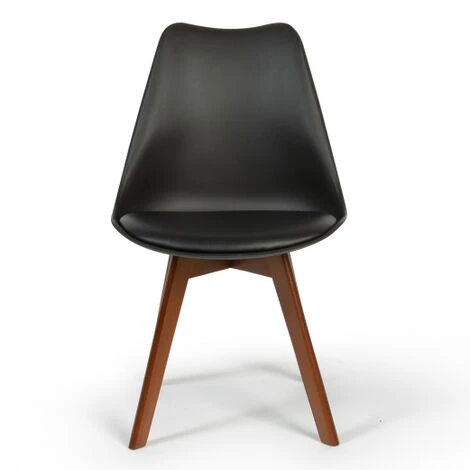 Set Di 6 Sedie SARA Nere Con Gambe Scure Per Sala Da Pranzo 5 Set Di 6 Sedie SARA Nere Con Gambe Scure Per Sala Da Pranzo - immagine 3