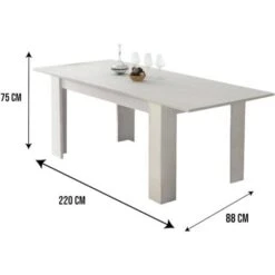 Dmora Tavolo Per Sala Da Pranzo Estensibile, Consolle Allungabile, Tavolo Moderno Con Allunga, Cm 160/220x88h80, Colore Bianco -Vendite HOMCOM || VIDAXL || Songmics 63754579 3