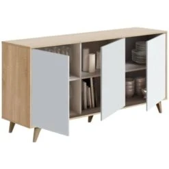 Dmora Credenza Arvada, Madia Moderna A 3 Ante E Ripiani, Buffet Da Cucina, Buffet Di Design Da Soggiorno, Cm 154x40h75, Rovere E Bianco -Vendite HOMCOM || VIDAXL || Songmics 63754764 5