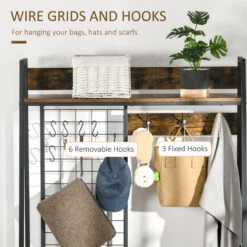 HOMCOM Appendiabiti Da Terra Con Scarpiera E Panca Stile Industriale In Legno E Acciaio, 98x36x185cm, Marrone 11 HOMCOM Appendiabiti Da Terra Con Scarpiera E Panca Stile Industriale In Legno E Acciaio, 98x36x185cm, Marrone -Vendite HOMCOM || VIDAXL || Songmics 64420798 5