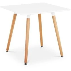 Tavolo Quadrato Design Moderno Soggiorno 80 X 80 Cm Bianco Capacità Di 100 Kg