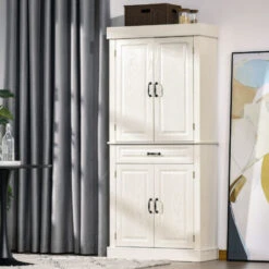 HOMCOM Credenza Cucina Con 2 Armadietti E Cassetto In Stile Coloniale, 80x35x180cm Bianco -Vendite HOMCOM || VIDAXL || Songmics 65898263 2