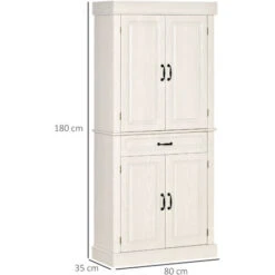 HOMCOM Credenza Cucina Con 2 Armadietti E Cassetto In Stile Coloniale, 80x35x180cm Bianco -Vendite HOMCOM || VIDAXL || Songmics 65898263 3