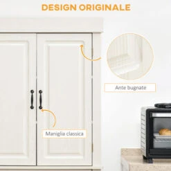 HOMCOM Credenza Cucina Con 2 Armadietti E Cassetto In Stile Coloniale, 80x35x180cm Bianco -Vendite HOMCOM || VIDAXL || Songmics 65898263 5