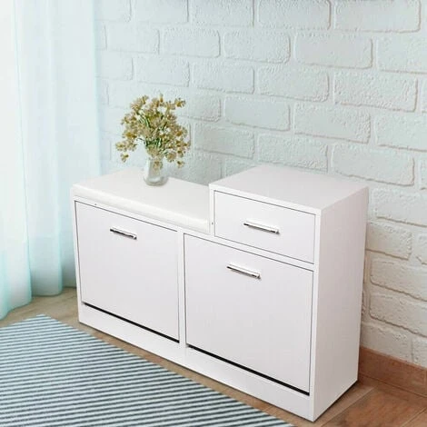 Mobile Mobiletto Scarpiera Panca Imbottita Bianca Dimensioni 94,5x57x30 Cm 5 Mobile Mobiletto Scarpiera Panca Imbottita Bianca Dimensioni 94,5x57x30 Cm - immagine 3