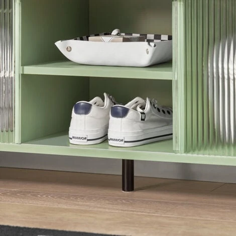 Mobili Per Scarpe Scarpiera Con 2 Ante In Vetro Panca Con Seduta Panca Ingresso Con Anta Scorrevole 110x32x46 Cm Verde FSR115-GR SoBuy 6 Mobili Per Scarpe Scarpiera Con 2 Ante In Vetro Panca Con Seduta Panca Ingresso Con Anta Scorrevole 110x32x46 Cm Verde FSR115-GR SoBuy - immagine 4
