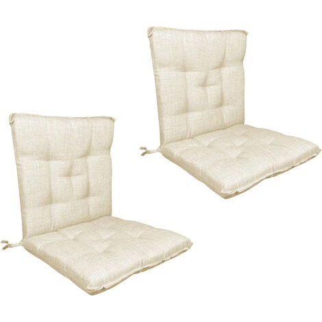 Set Cuscini Sedia Con Schienale Imbottiti Con Laccetti Banda Elastica 40 X 80 Cm Panna - 2 Pezzi 3 Set Cuscini Sedia Con Schienale Imbottiti Con Laccetti Banda Elastica 40 X 80 Cm Panna - 2 Pezzi