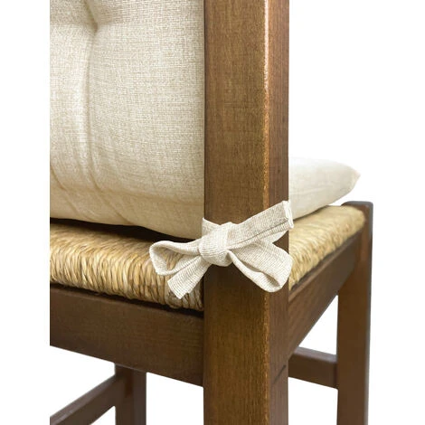 Set Cuscini Sedia Con Schienale Imbottiti Con Laccetti Banda Elastica 40 X 80 Cm Panna - 2 Pezzi 6 Set Cuscini Sedia Con Schienale Imbottiti Con Laccetti Banda Elastica 40 X 80 Cm Panna - 2 Pezzi - immagine 4