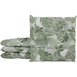 Set 4/6 Cuscini Sedia Con Lacci Cuscino 4 Punti Imbottiti Spessore 6 Cm Palme Verdi - 4 Pezzi