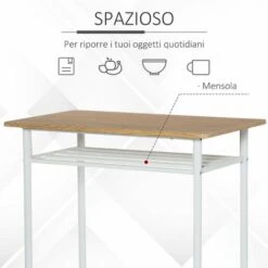 HOMCOM Set Bancone Bar Con 2 Sgabelli Alti In Legno Stile Nordico, Tavolo Alto Con Mensola E Sgabelli Cucina Con Poggiapiedi, Bianco 11 HOMCOM Set Bancone Bar Con 2 Sgabelli Alti In Legno Stile Nordico, Tavolo Alto Con Mensola E Sgabelli Cucina Con Poggiapiedi, Bianco -Vendite HOMCOM || VIDAXL || Songmics 67558459 5