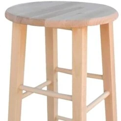 Sgabello In Legno Grezzo H 68 Cm Seduta Rotonda Con Gambe Dritte -Vendite HOMCOM || VIDAXL || Songmics 6862274 2