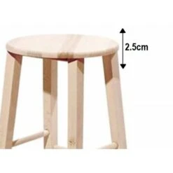 Sgabello In Legno Grezzo H 68 Cm Seduta Rotonda Con Gambe Dritte -Vendite HOMCOM || VIDAXL || Songmics 6862274 4