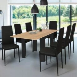 Tavolo Da Pranzo Allungabile DONA 6-8 Persone Piano In Faggio Nero 80-160 Cm