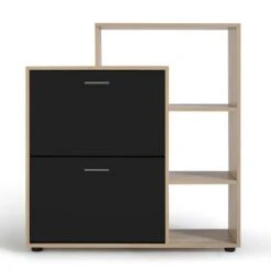 Scarpiera In Finto Faggio A 2 Ante Nera Con Ripiano -Vendite HOMCOM || VIDAXL || Songmics 68671140 3