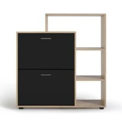 Scarpiera In Finto Faggio A 2 Ante Nera Con Ripiano -Vendite HOMCOM || VIDAXL || Songmics 68671140 5