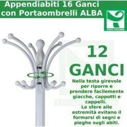 Appendiabiti ALBA Piantana Attaccapanni In Marmo 174 Cm Con Porta Ombrello Colore Bianco -Vendite HOMCOM || VIDAXL || Songmics 68672662 3