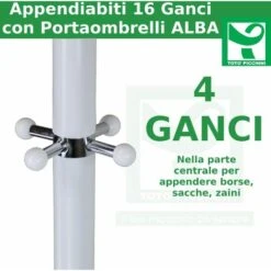 Appendiabiti ALBA Piantana Attaccapanni In Marmo 174 Cm Con Porta Ombrello Colore Bianco -Vendite HOMCOM || VIDAXL || Songmics 68672662 4