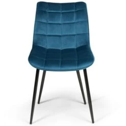 Set Di 4 Sedie Da Pranzo In Velluto Blu MADY -Vendite HOMCOM || VIDAXL || Songmics 68672797 4