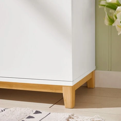 Panca Scarpiera Ingresso Con Seduta, Cassapanca Contenitore Con 2 Ante, 90x34x46cm FSR117-W SoBuy 5 Panca Scarpiera Ingresso Con Seduta, Cassapanca Contenitore Con 2 Ante, 90x34x46cm FSR117-W SoBuy - immagine 3