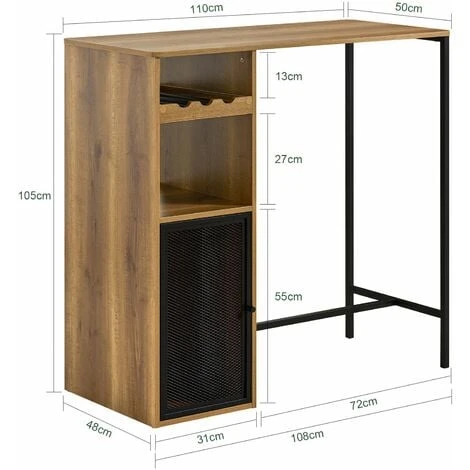 Bancone Bar Tavolo Da Pranzo Tavolo Da Balcone In Design Industriale, 110x50x105cm FWT97-PF SoBuy 4 Bancone Bar Tavolo Da Pranzo Tavolo Da Balcone In Design Industriale, 110x50x105cm FWT97-PF SoBuy - immagine 2