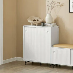 Credenza Con Anta Scorrevole, Cassettiera, Mobile Da Cucina, Scarpiera Da Ingresso, Bianco, 70x37x87cm, FSB62-W SoBuy -Vendite HOMCOM || VIDAXL || Songmics 69212798 5