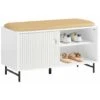 Panca Con Seduta, Scarpiera Con 2 Ante Scorrevoli, Panca Ingresso Con Vano Portaoggetti, 85x37x49cm FSR116-W SoBuy