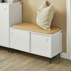Panca Con Seduta, Scarpiera Con 2 Ante Scorrevoli, Panca Ingresso Con Vano Portaoggetti, 85x37x49cm FSR116-W SoBuy 11 Panca Con Seduta, Scarpiera Con 2 Ante Scorrevoli, Panca Ingresso Con Vano Portaoggetti, 85x37x49cm FSR116-W SoBuy -Vendite HOMCOM || VIDAXL || Songmics 69212800 5
