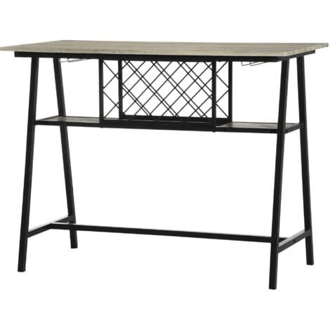 HOMCOM Tavolo Da Bar Industriale Da 10 Bottiglie In Truciolato E Acciaio, 120x60x91 Cm, Nero E Color Legno 3 HOMCOM Tavolo Da Bar Industriale Da 10 Bottiglie In Truciolato E Acciaio, 120x60x91 Cm, Nero E Color Legno