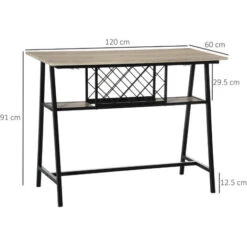 HOMCOM Tavolo Da Bar Industriale Da 10 Bottiglie In Truciolato E Acciaio, 120x60x91 Cm, Nero E Color Legno 9 HOMCOM Tavolo Da Bar Industriale Da 10 Bottiglie In Truciolato E Acciaio, 120x60x91 Cm, Nero E Color Legno -Vendite HOMCOM || VIDAXL || Songmics 70299196 3