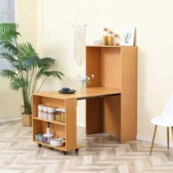 HOMCOM Tavolo Pieghevole Da Pranzo Max 3 Persone, In Truciolato E Acciaio, 75x144x144.5 Cm, Color Legno -Vendite HOMCOM || VIDAXL || Songmics 70299220 2