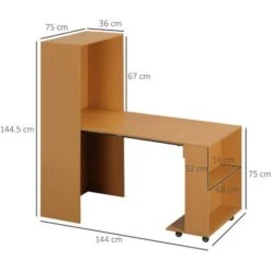 HOMCOM Tavolo Pieghevole Da Pranzo Max 3 Persone, In Truciolato E Acciaio, 75x144x144.5 Cm, Color Legno -Vendite HOMCOM || VIDAXL || Songmics 70299220 3