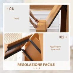 HOMCOM Tavolo Pieghevole Da Pranzo Max 3 Persone, In Truciolato E Acciaio, 75x144x144.5 Cm, Color Legno -Vendite HOMCOM || VIDAXL || Songmics 70299220 5