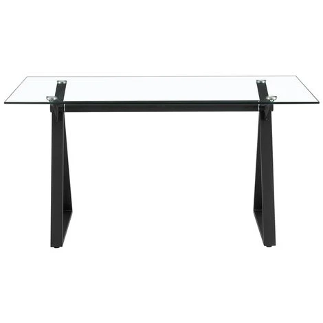 Tavolo Da Pranzo Rettangolare 150x90 Cm Con Piano In Vetro Temperato Nero 4 Tavolo Da Pranzo Rettangolare 150x90 Cm Con Piano In Vetro Temperato Nero - immagine 2
