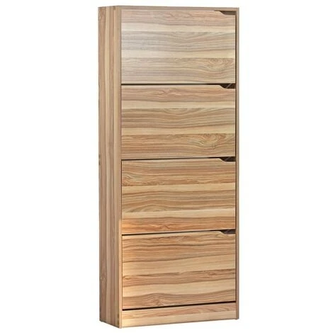 Scarpiera Da Ingresso 4 Ante Maniglie A Scomparsa 63x150 Cm Legno Naturale 3 Scarpiera Da Ingresso 4 Ante Maniglie A Scomparsa 63x150 Cm Legno Naturale