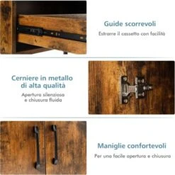COSTWAY Mobiletto Moderno Con 2 Ante E 1 Cassetto, Mobile Da Terra Con 4 Gambe, Credenza Da Buffet Per Soggiorno Sala Da Pranzo E Ingresso, 76 X 40 X 78 Cm (Marrone) -Vendite HOMCOM || VIDAXL || Songmics 71908706 3