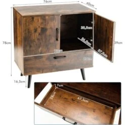 COSTWAY Mobiletto Moderno Con 2 Ante E 1 Cassetto, Mobile Da Terra Con 4 Gambe, Credenza Da Buffet Per Soggiorno Sala Da Pranzo E Ingresso, 76 X 40 X 78 Cm (Marrone) -Vendite HOMCOM || VIDAXL || Songmics 71908706 5